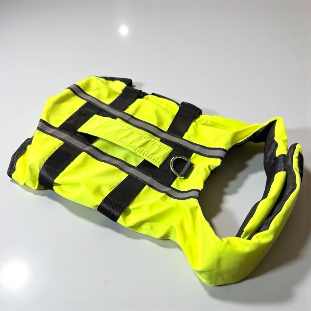 Yellow Dog Life Jacket Adjustable Reflective Inflatable Safety Vest Medium NWOT